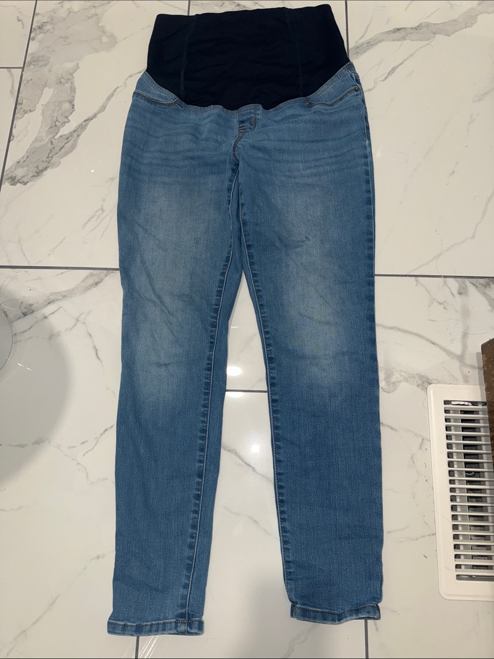 Maternity Skinny Jeans with Stretch Panel - Blue